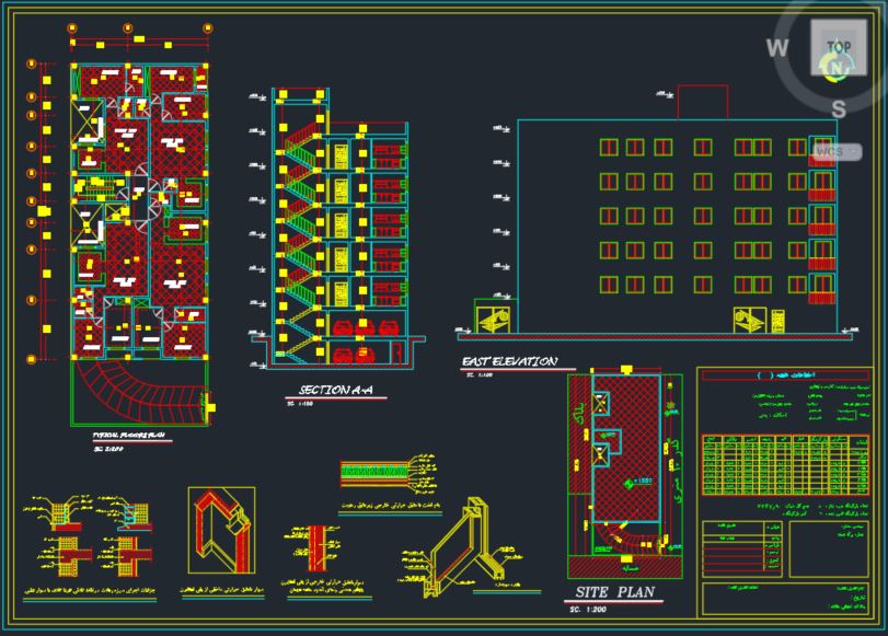 فایل اتوکد DWG معماری ساختمان بتن آرمه ویژه بازار کار